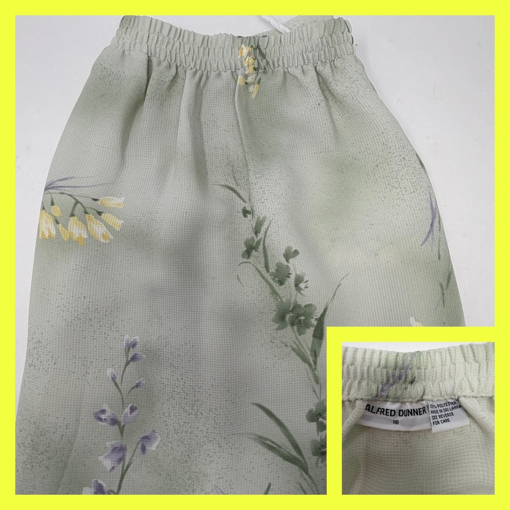 Vintage Alfred Dunner Floral Midi Skirt‎ Size 16 Sage Green Cottagecore 90s